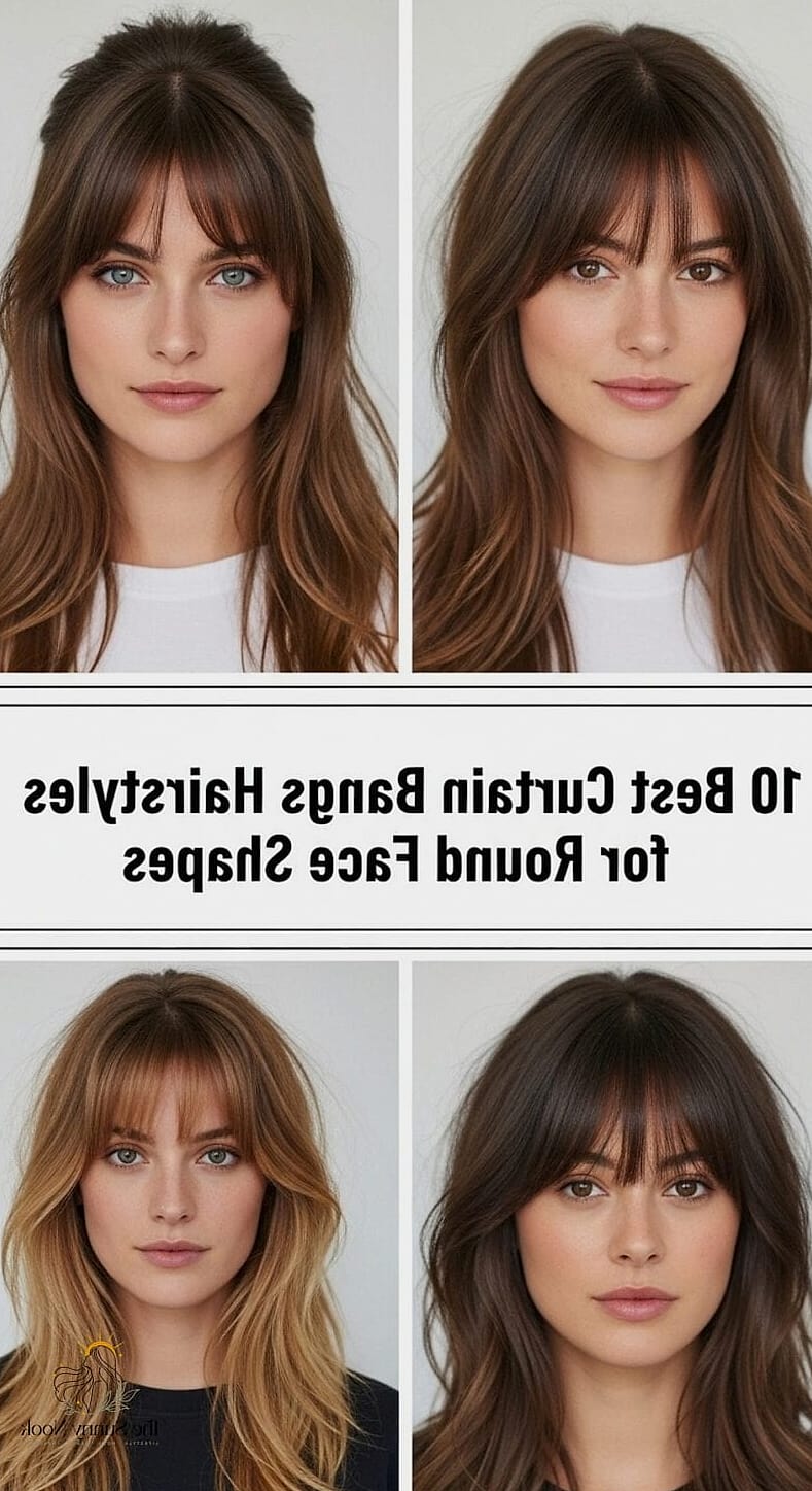 7 Round Face Hairstyles For Wedding Ideas You Need to Try Right Now 3 Curtain Bangs With Loose Waves