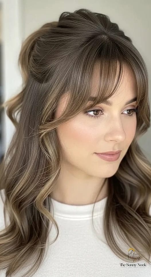 22 Cute Down Hairstyles Perfect for Your Next Salon Appointment 4 Curtain Bangs with Loose Layers