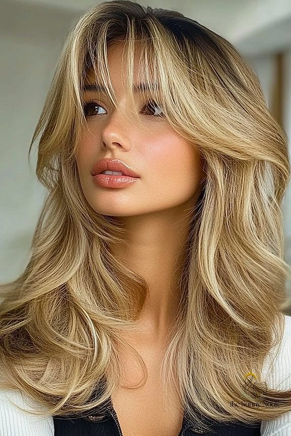 18 Cute Baddie Hairstyles That Are Both Cute and Low Maintenance 4 Curtain Bangs with Loose Waves