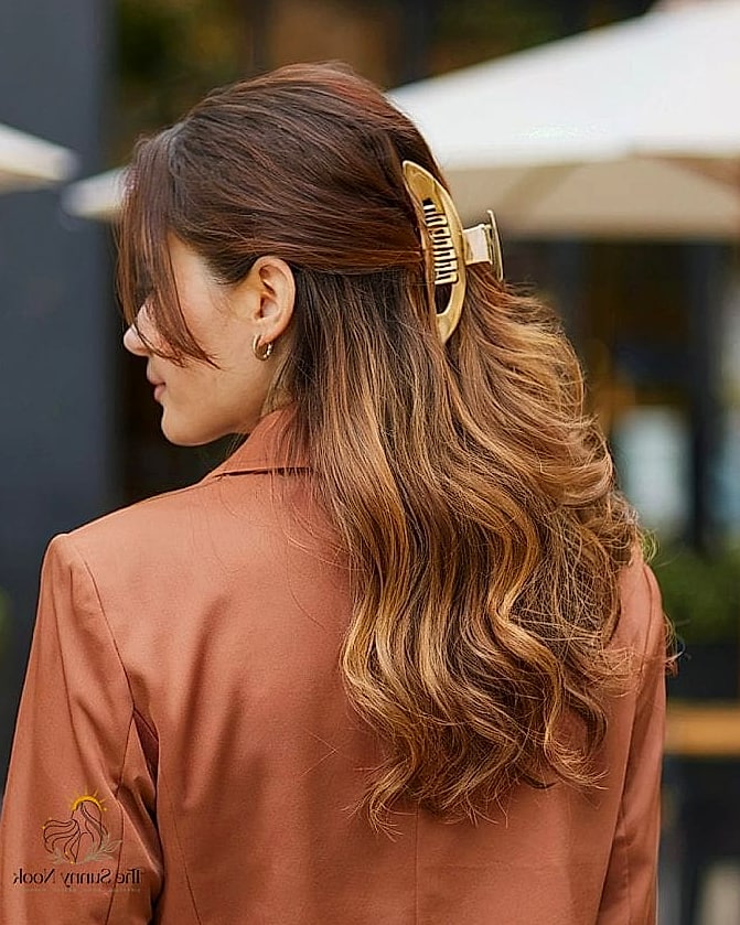Cute Everyday Half Up Half Down Hairstyle with a Clip