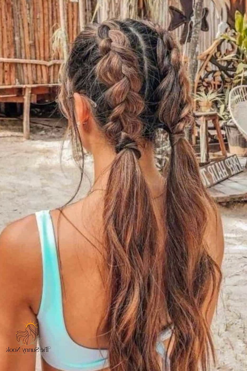 22 Easy Beach Hairstyles That Are Actually Easy to DIY 6 Double Dutch Braids