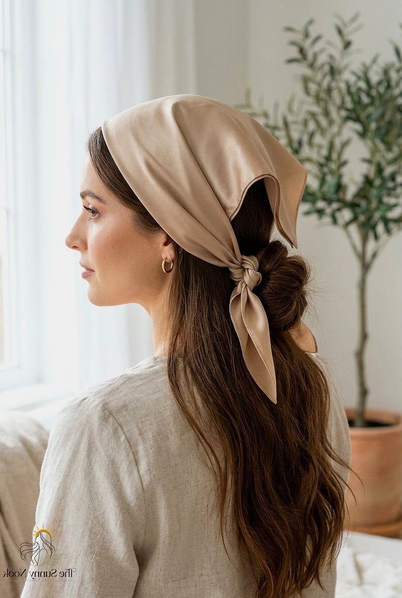 22 Scarf Hairstyles Short Hair to Save Before They Blow Up 10 Everyday Triangle Fold Scarf