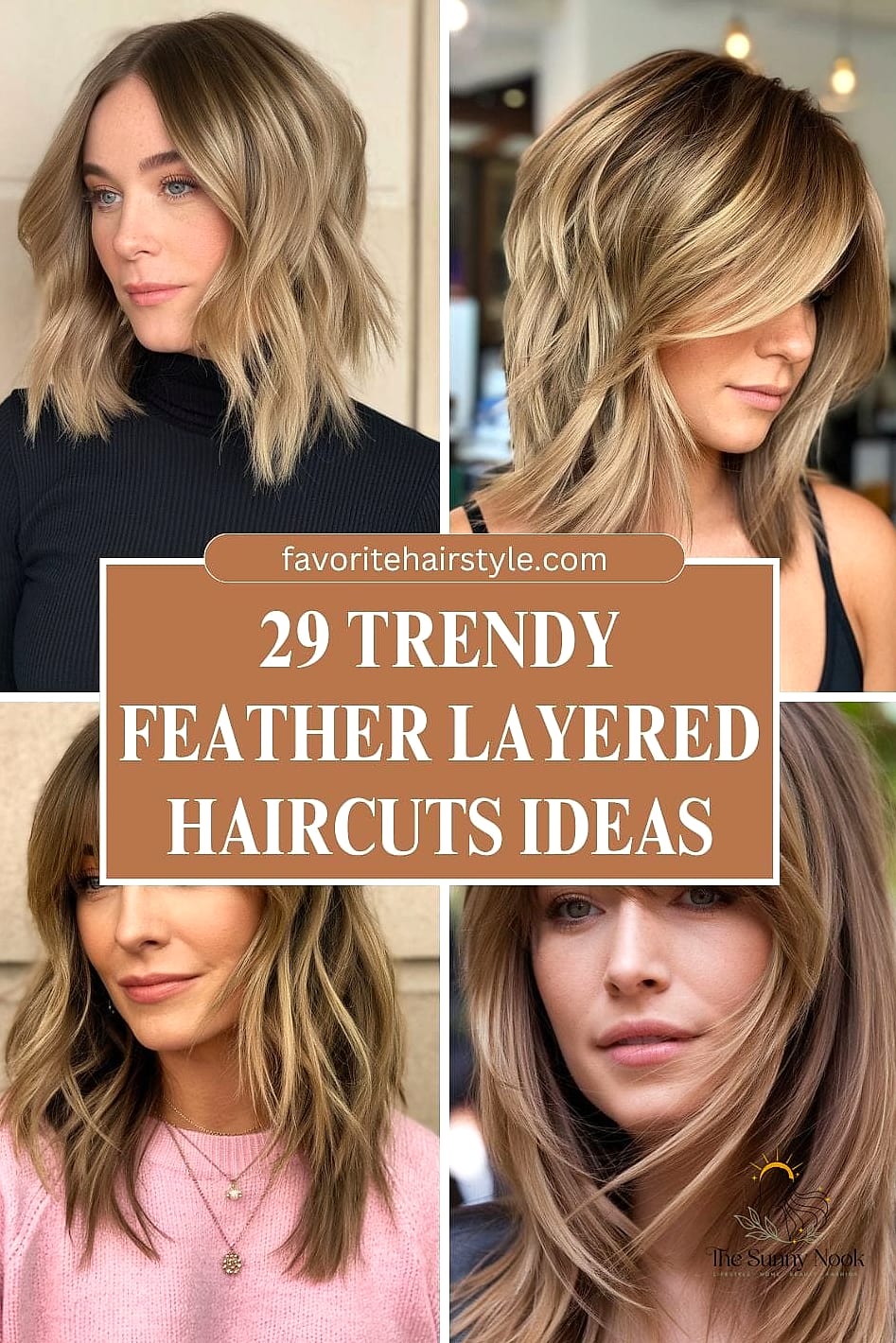 Feathered layers with curtain bangs