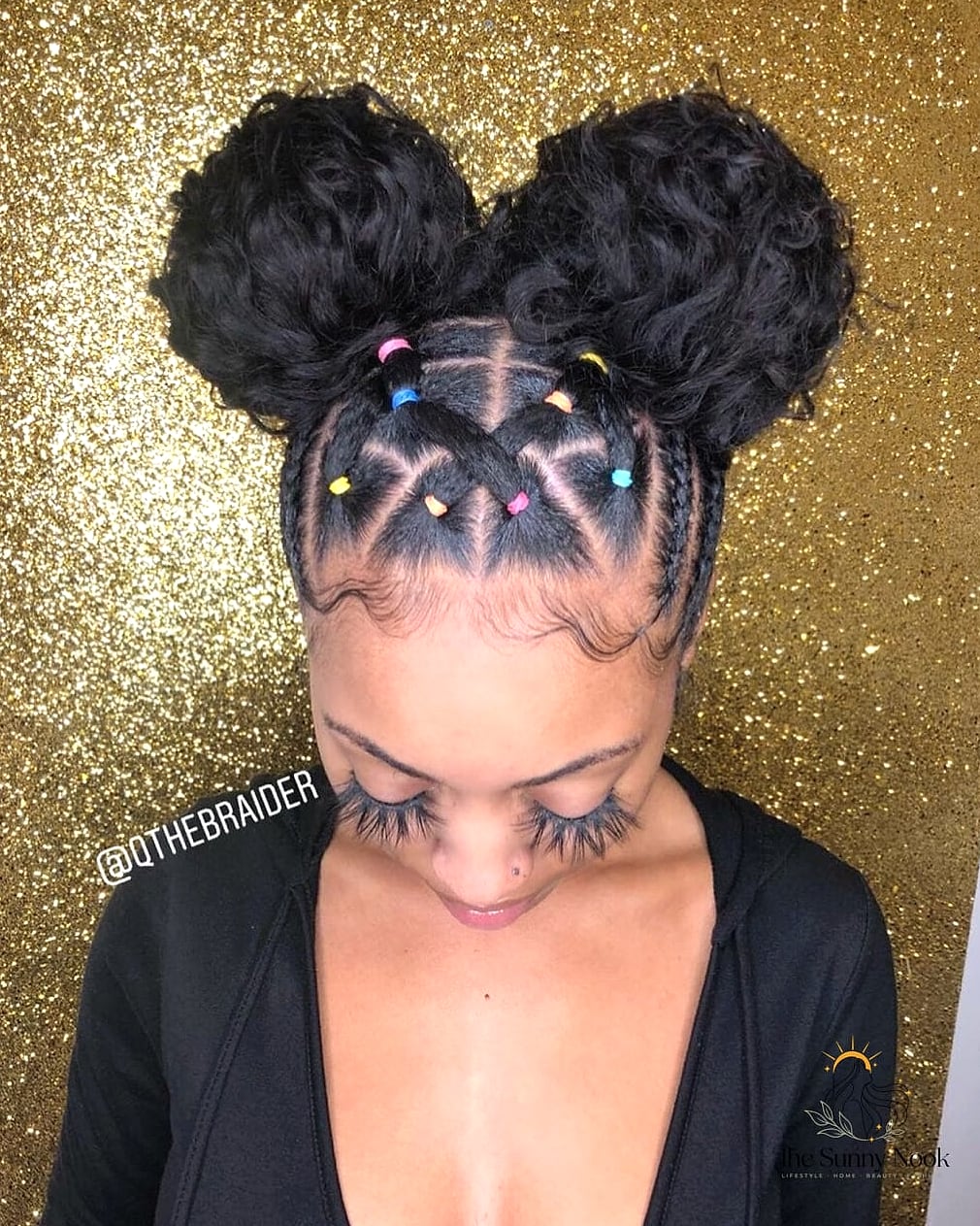 25 Rubberband Hairstyles Natural Hair That Are Both Cute and Low Maintenance 17 Front Rubberband Sections with Loose Back