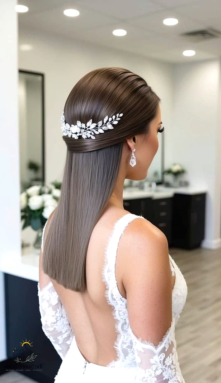 22 Elegant Hairstyles For Wedding Guest That Prove This Trend Is Here to Stay 24 Glossy Straight Style with Deep Side Part