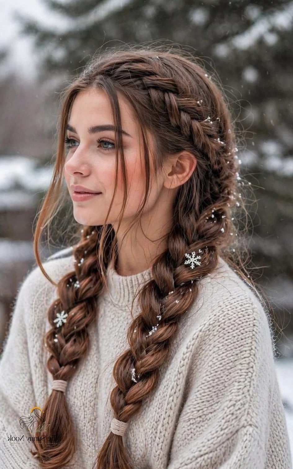 14 Cute Winter Hairstyles We're Obsessed With Right Now 7 Half-Up Braided Crown