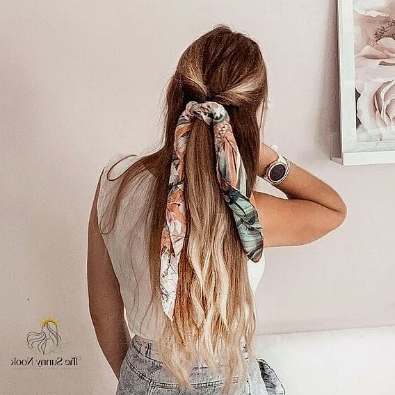 22 Scarf Hairstyles Short Hair to Save Before They Blow Up 4 Half-Up Scarf Bow