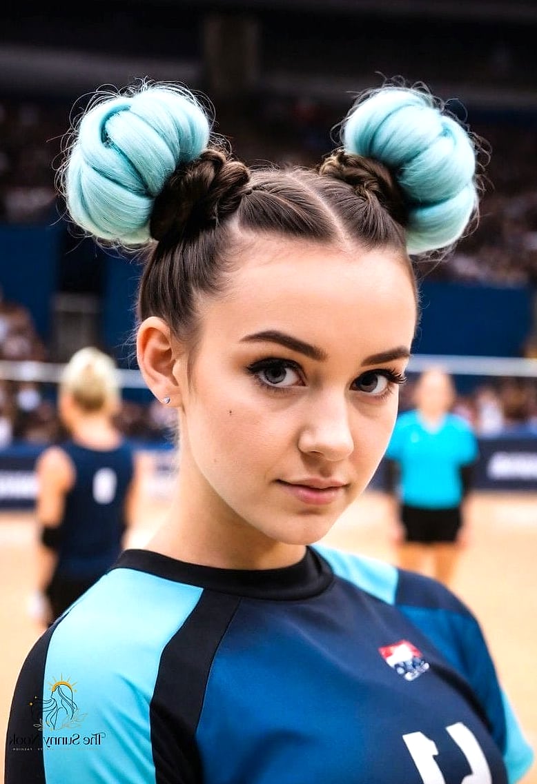 21 Stunning Volleyball Hairstyles Easy Worth Bookmarking Today 6 Half-Up Space Buns