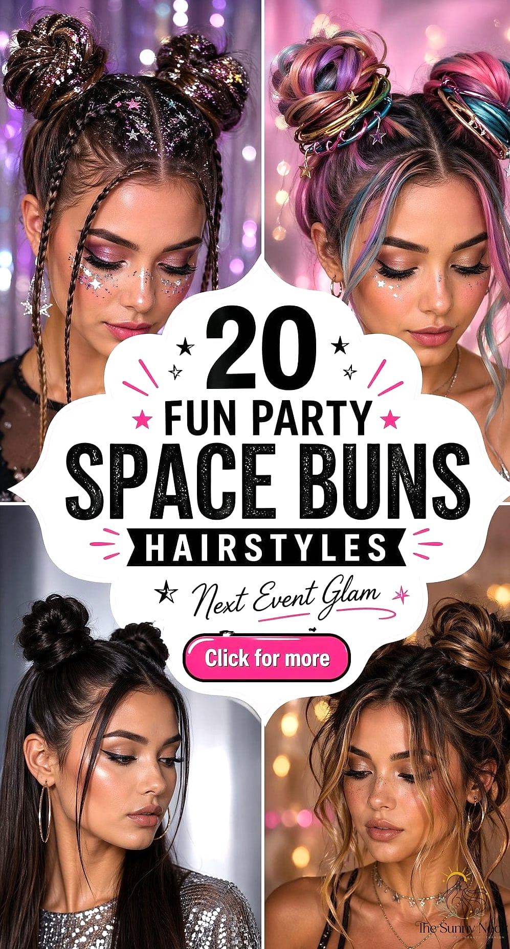 16 Hairstyles For Party Night We're Obsessed With Right Now 4 Half-Up Space Buns