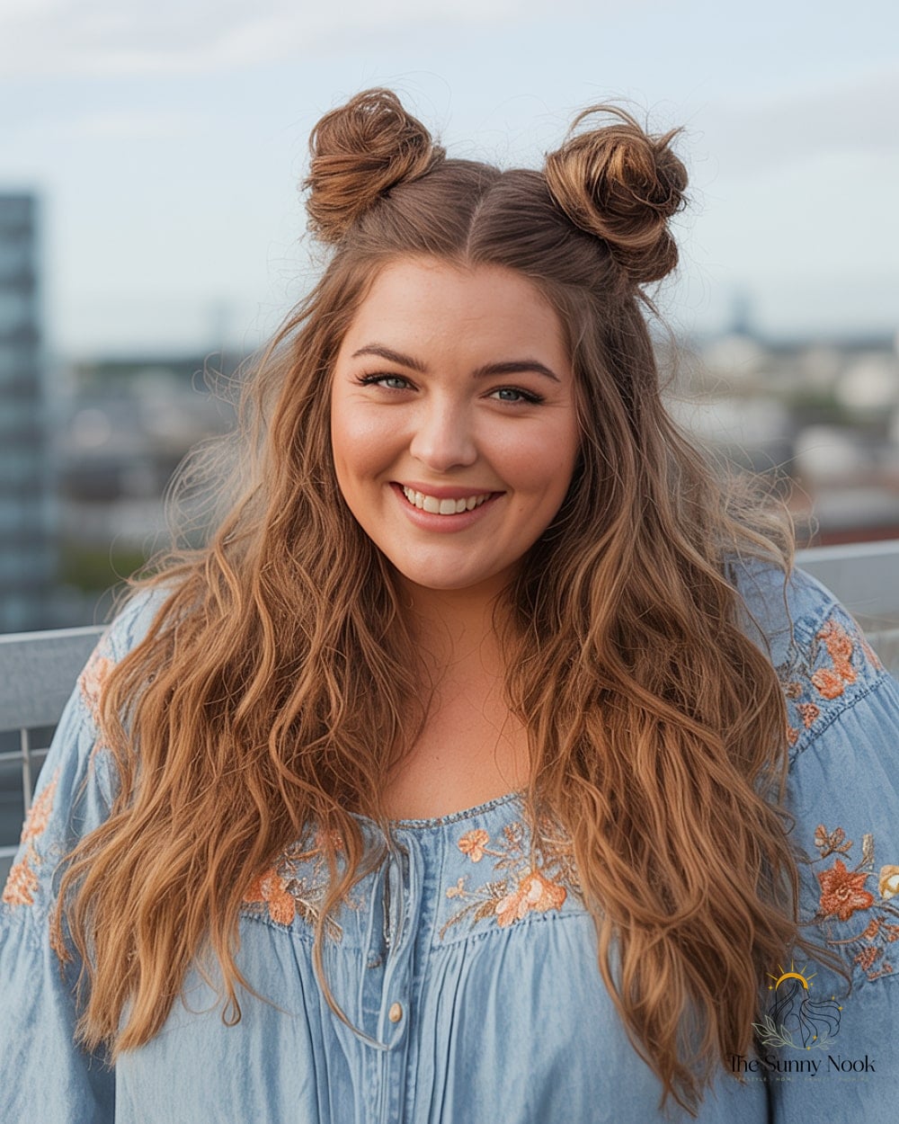 17 Long Thick Hair Hairstyles That Are Both Cute and Low Maintenance 16 Half Up Space Buns For Long Thick Hair