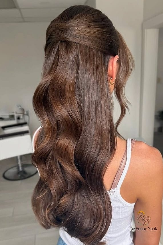 22 Cute Down Hairstyles Perfect for Your Next Salon Appointment 7 Half-Up Waves with Down Sections Left Loose