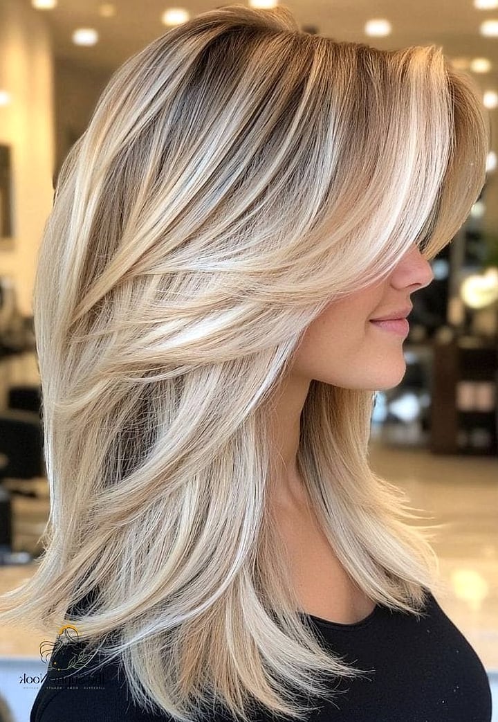 Long Layers with Curtain Bangs