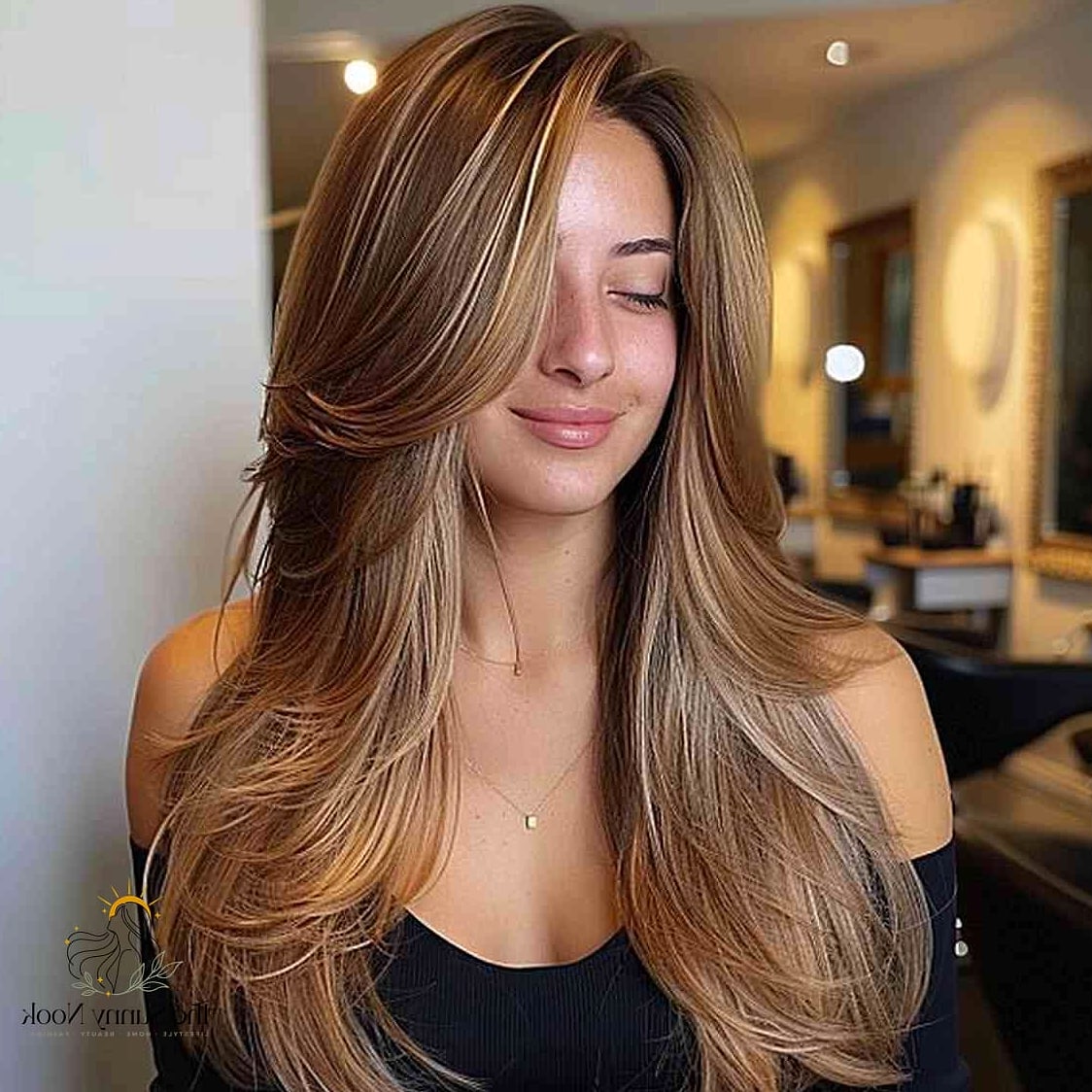 Long and Sleek with a Middle Part