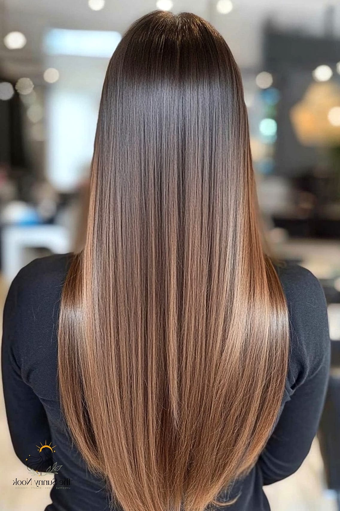 Long Straight Hair with a Deep Side Part and Volume