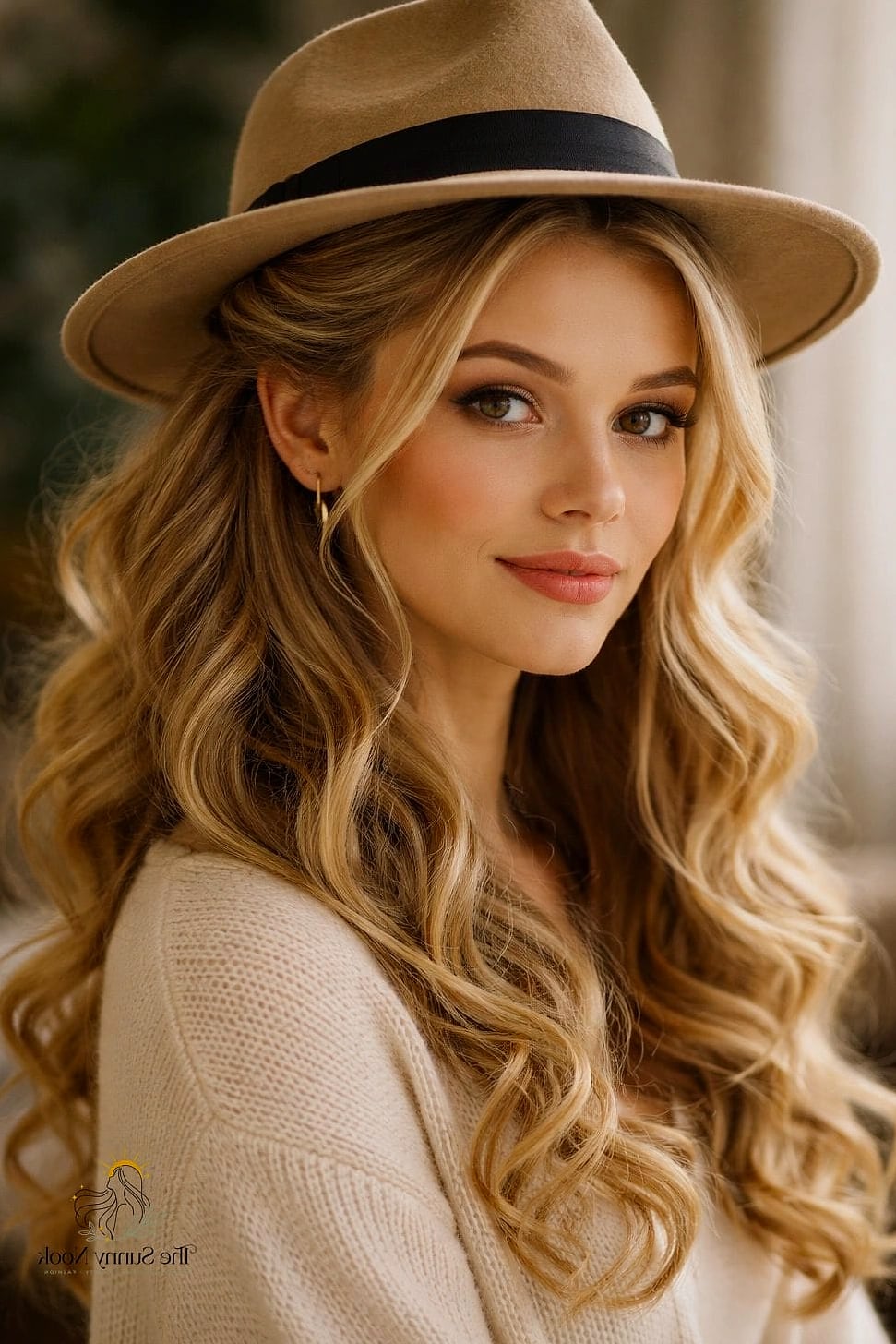 Loose Curls With a Fedora