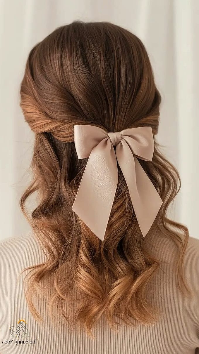 25 Cute Hairstyles With A Bow Everyone Is Pinning Right Now 20 Low Side Bun With A Bow Wrap