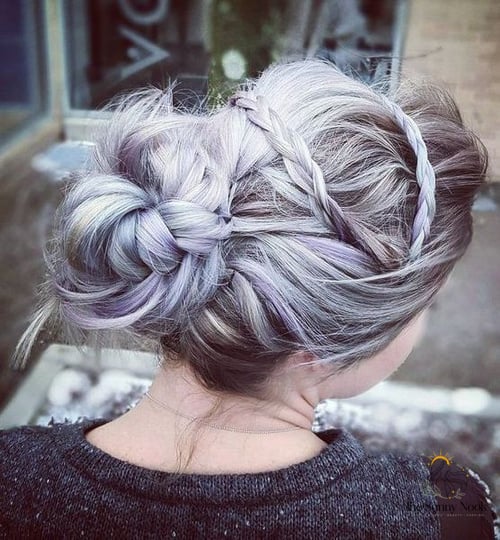 18 Messy Updo Hairstyles That Belong on Your Inspiration Board 8 Messy Bun with Braid Accents
