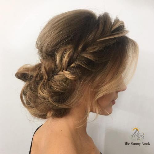18 Messy Updo Hairstyles That Belong on Your Inspiration Board 5 Messy Updo with Deconstructed Fishtail