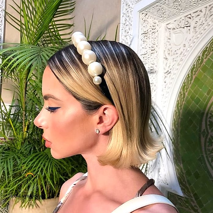 18 Stunning Short Hair Headband Hairstyles Worth Bookmarking Today 19 Micro Bob with Embellished Headband