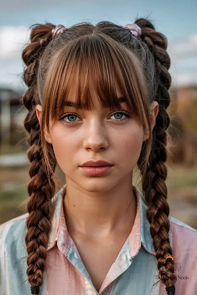 21 Cute Pigtail Hairstyles That Prove This Trend Is Here to Stay 12 Pigtails With Bangs
