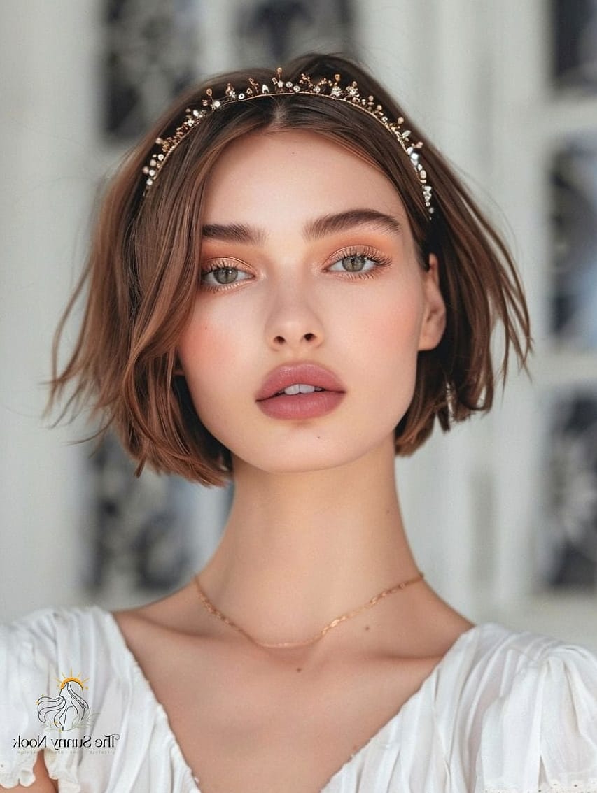 18 Stunning Short Hair Headband Hairstyles Worth Bookmarking Today 16 Pixie Bob with Floral Headband