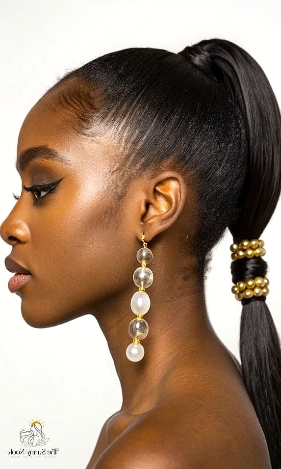 17 Gorgeous Short Ponytail Hairstyles Black Women for Every Hair Type 10 The Ponytail with Beads