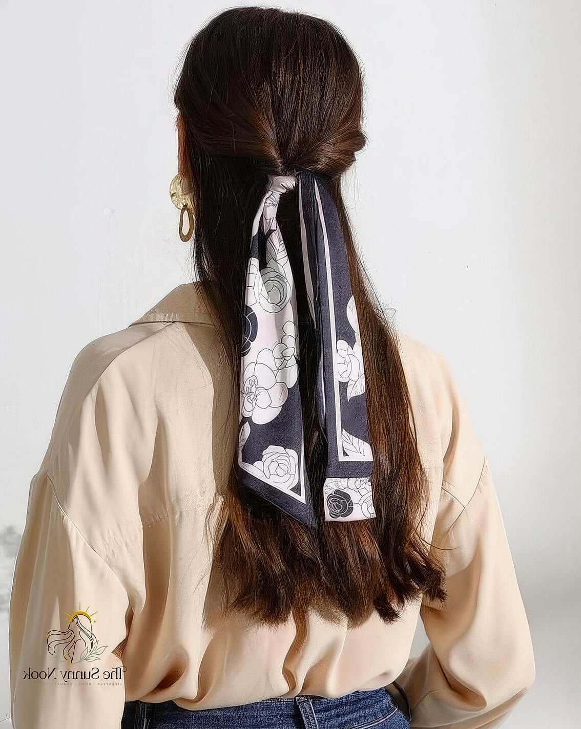 22 Scarf Hairstyles Short Hair to Save Before They Blow Up 22 Printed Scarf Top Knot