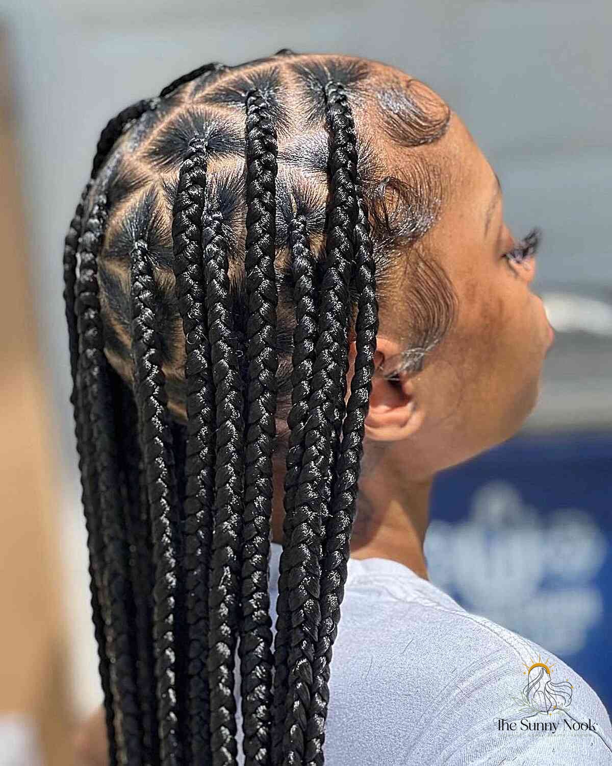 18 Knotless Braid Hairstyles Ideas You Need to Try Right Now 8 Protective Knotless Braids with Triangle Parts