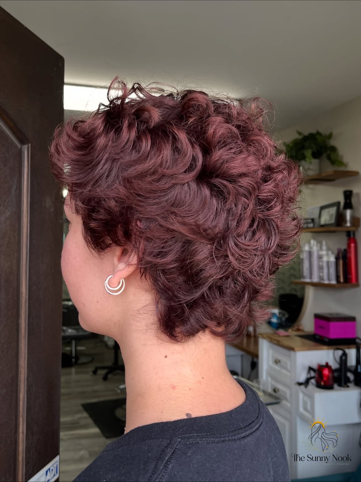 27 Hairstyles For Curly Hair Short Perfect for Your Next Salon Appointment 13 Rich Burgundy Curls in a Short Bob