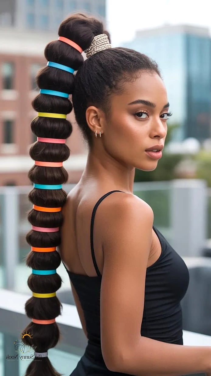 25 Rubberband Hairstyles Natural Hair That Are Both Cute and Low Maintenance 26 Rubberband Ponytail with Layered Sections
