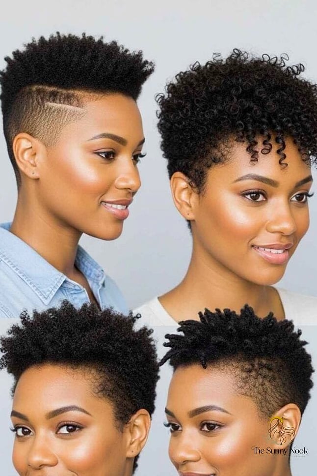 15 Hairstyles For Short 4C Natural Hair Ideas You Need to Try Right Now 13 Short Natural Hair with a Deep Side Part