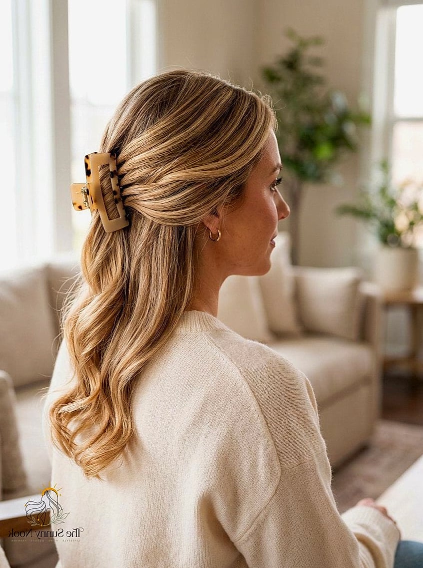 10 Easy Claw Clip Hairstyles We're Obsessed With Right Now 10 Side-Swept Claw Clip Look