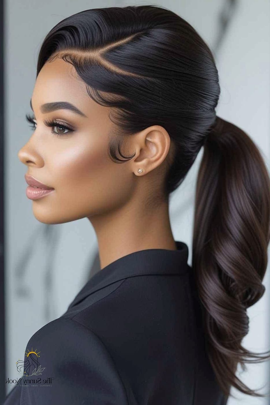 Side-swept short frontal bob