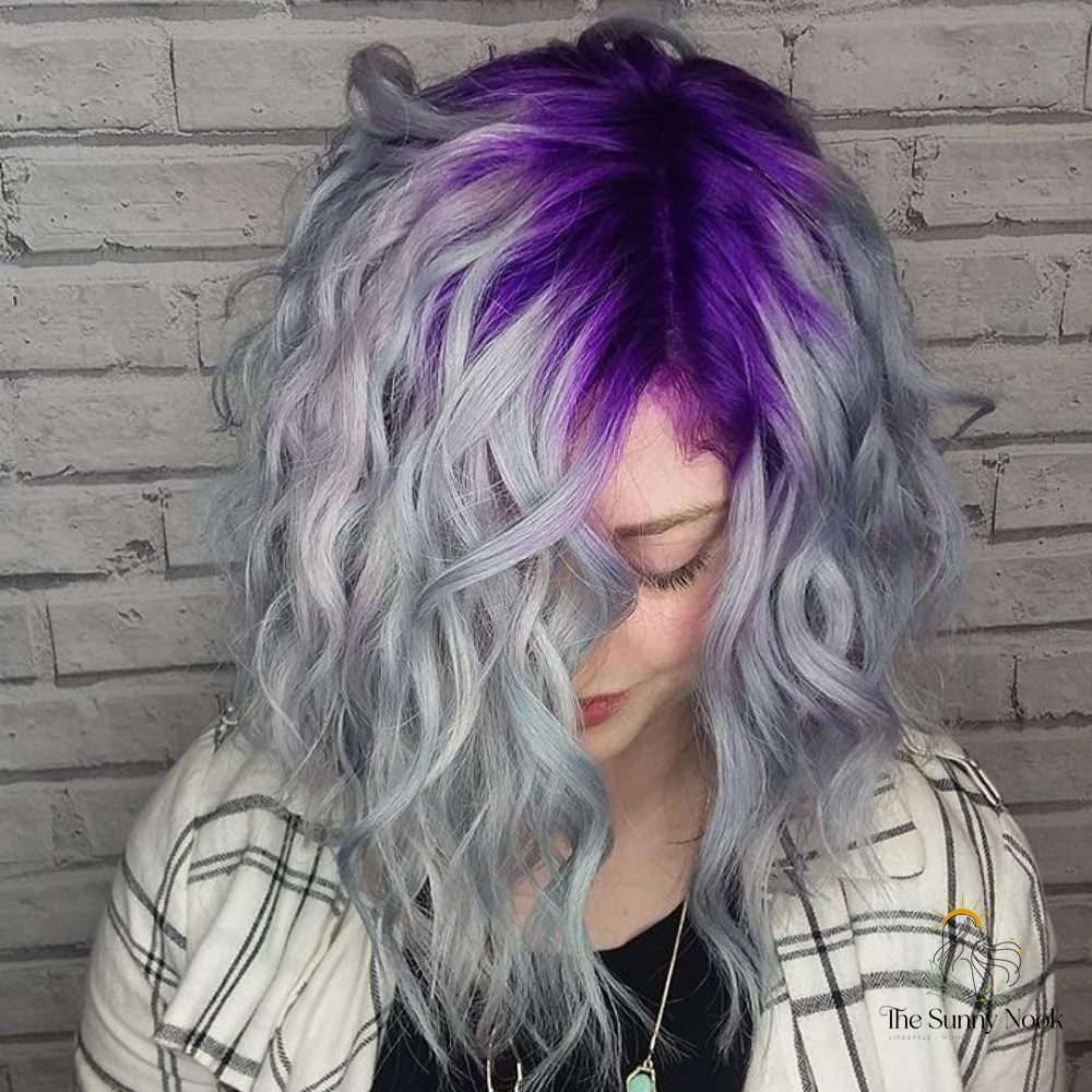 27 Cute Curled Hairstyles We're Obsessed With Right Now 19 Silver Curled Hair With Purple Roots