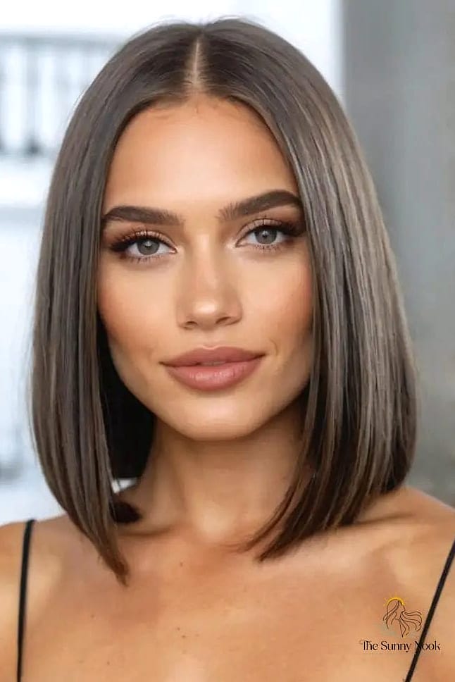 Sleek Bob with a Middle Part