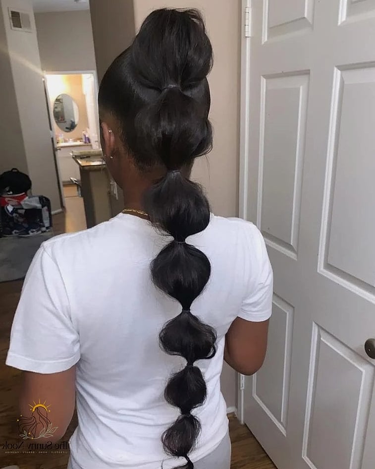 25 Frontal Ponytail Hairstyles That Belong on Your Inspiration Board 2 Sleek Bubble Ponytail with Frontal Sweep