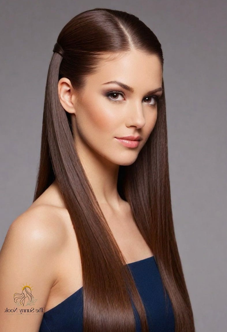 15 Sleek Hairstyles Straight Hair That Are Both Cute and Low Maintenance 8 Sleek Half-Up Half-Down