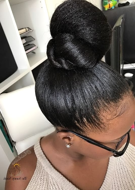 27 Easy Hairstyles Black Women Perfect for Your Next Salon Appointment 2 Sleek Low Bun