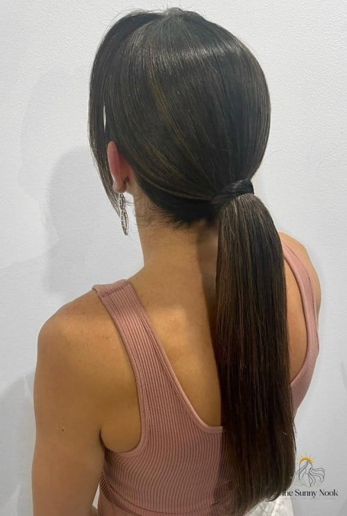15 Sleek Hairstyles Straight Hair That Are Both Cute and Low Maintenance 2 Sleek Low Ponytail