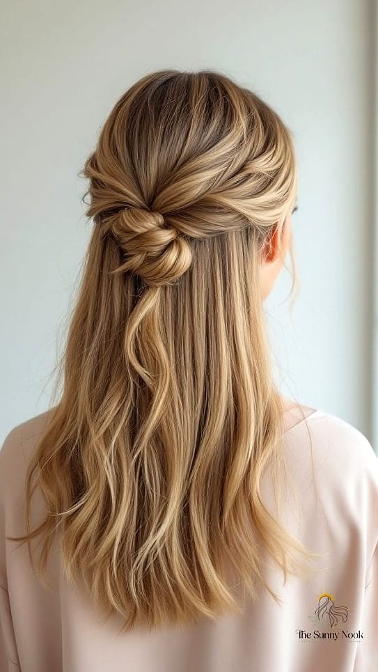 27 Easy Straight Hairstyles to Show Your Stylist ASAP 20 Sleek Straight Half-Up Style