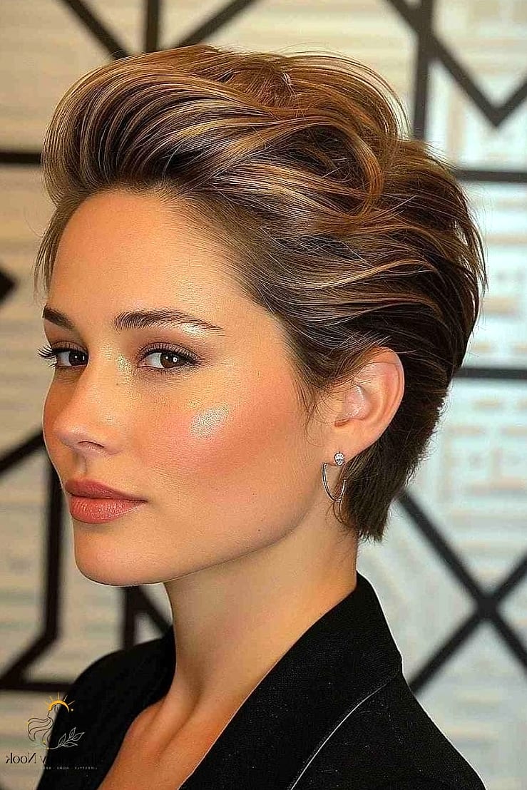 Slicked Pixie With a Deep Side Part