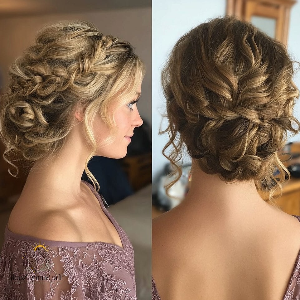 23 Updo Hairstyles For Prom Everyone Is Pinning Right Now 23 Soft Curled Updo with Wispy Bangs