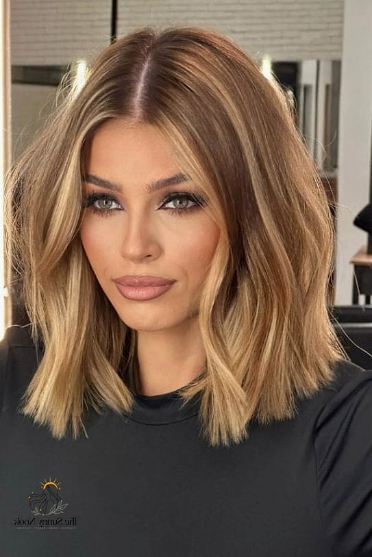 Soft Layered Lob for Relaxed Hair