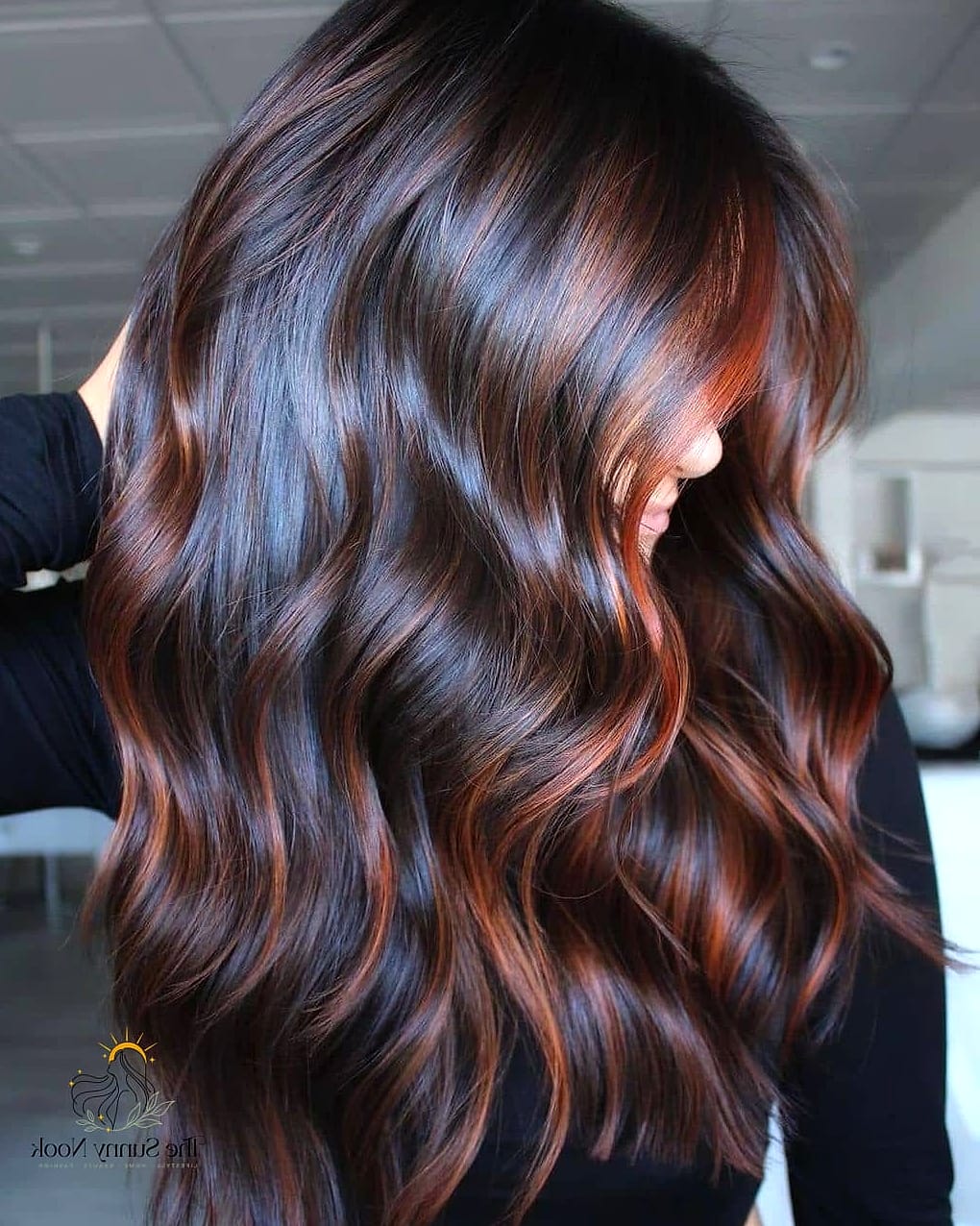 Straight Hair with Copper Balayage