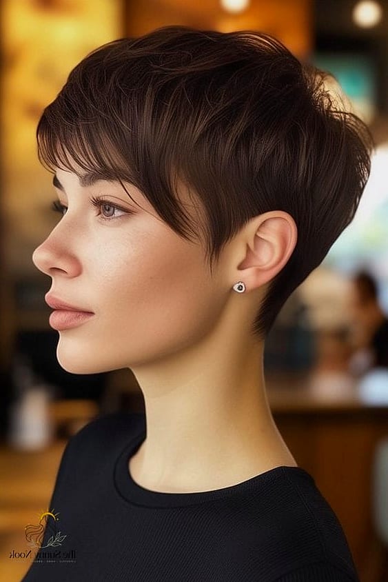 Tapered pixie frontal cut