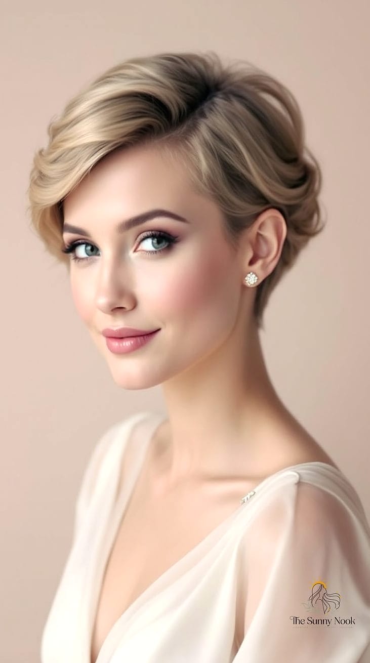 17 Bridesmaid Hairstyles For Short Hair That Are Both Cute and Low Maintenance 8 Textured Pixie With Defined Fringe
