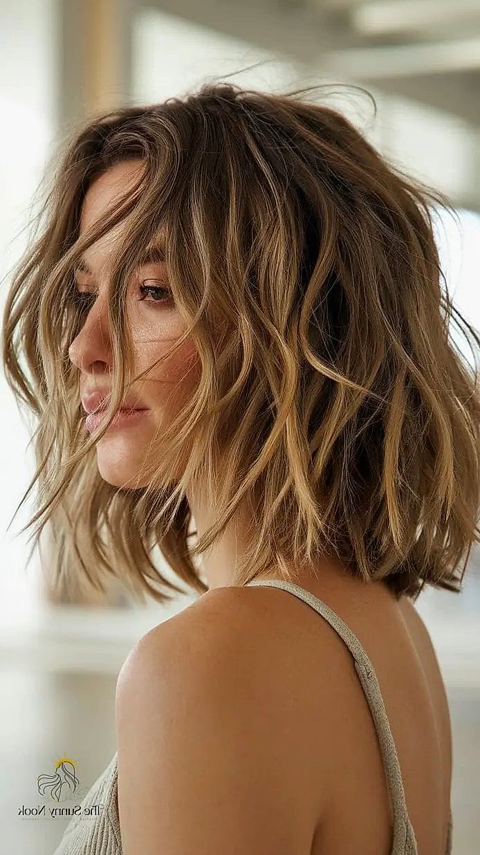 Tousled Lob With Natural Texture
