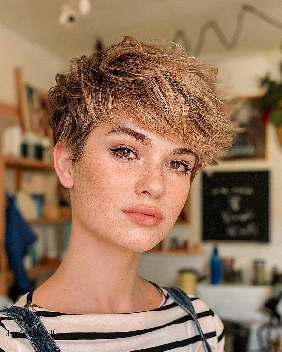 25 Boho Hairstyles For Short Hair That Are Actually Easy to DIY 4 Tousled Pixie with a Side Braid