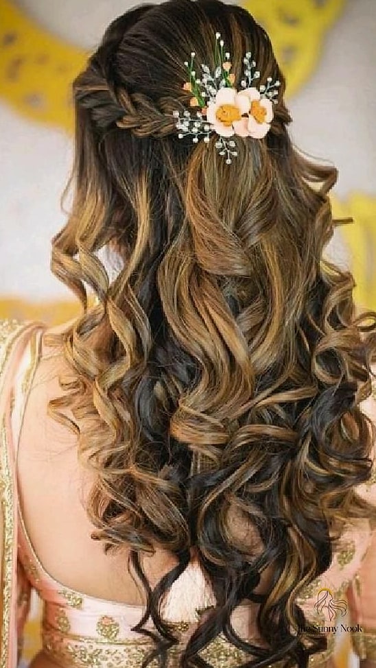 16 Open Hairstyles For Lehenga for When You Need a Fresh Change 8 Tousled Waves With a Deep Side Part
