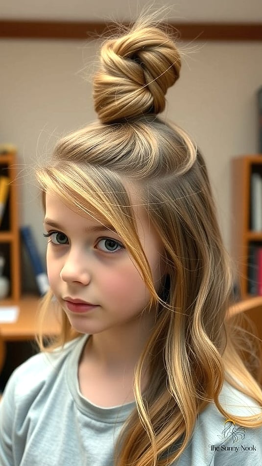 9 Pretty Hairstyles For School to Save Before They Blow Up 9 Twisted Half-Up With a Twist Knot